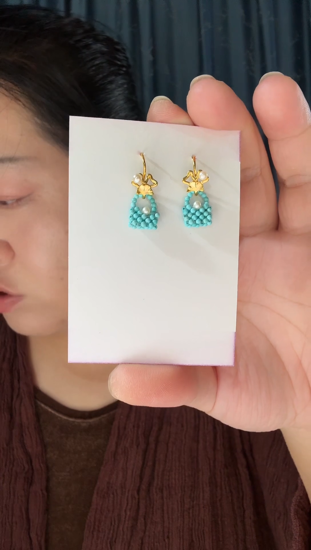 未镶嵌绿松石耳饰绿松石包包耳坠