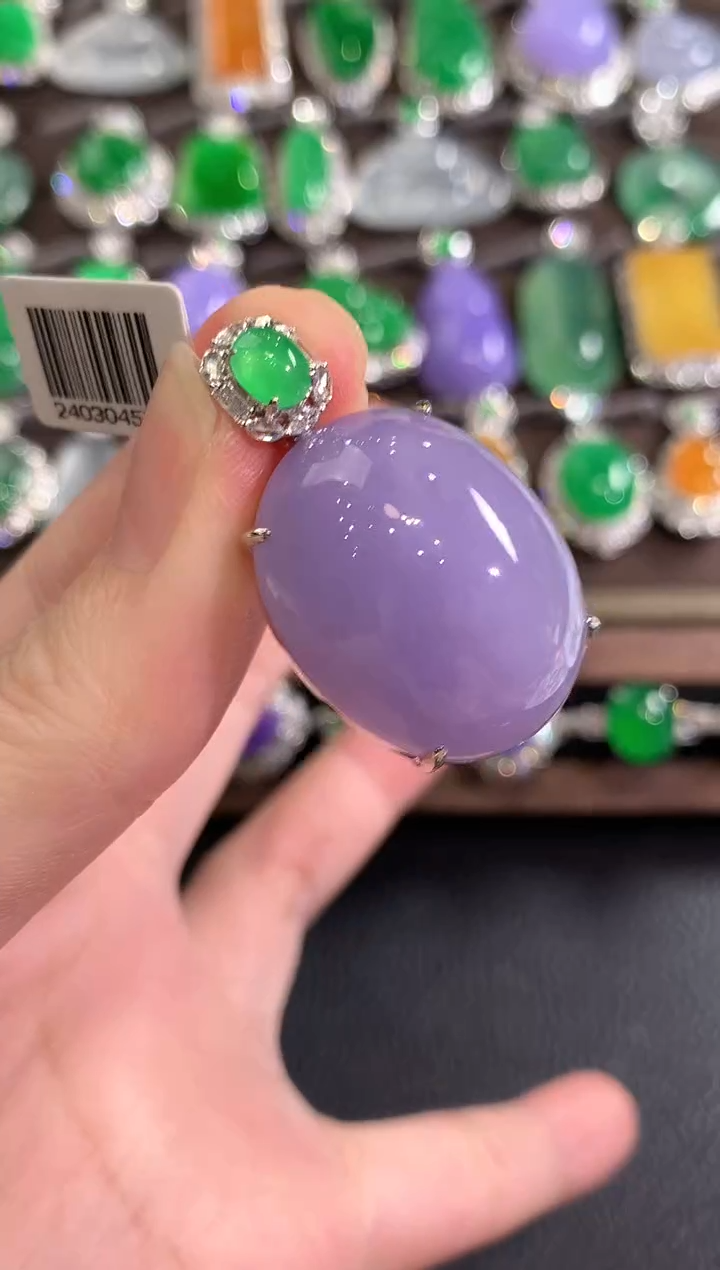 吊坠(不含链)18K金镶嵌翡翠冬日珠宝E18紫货有色差