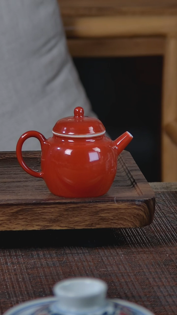 【闪购商品】折葵非器手工手绘霁红小壶