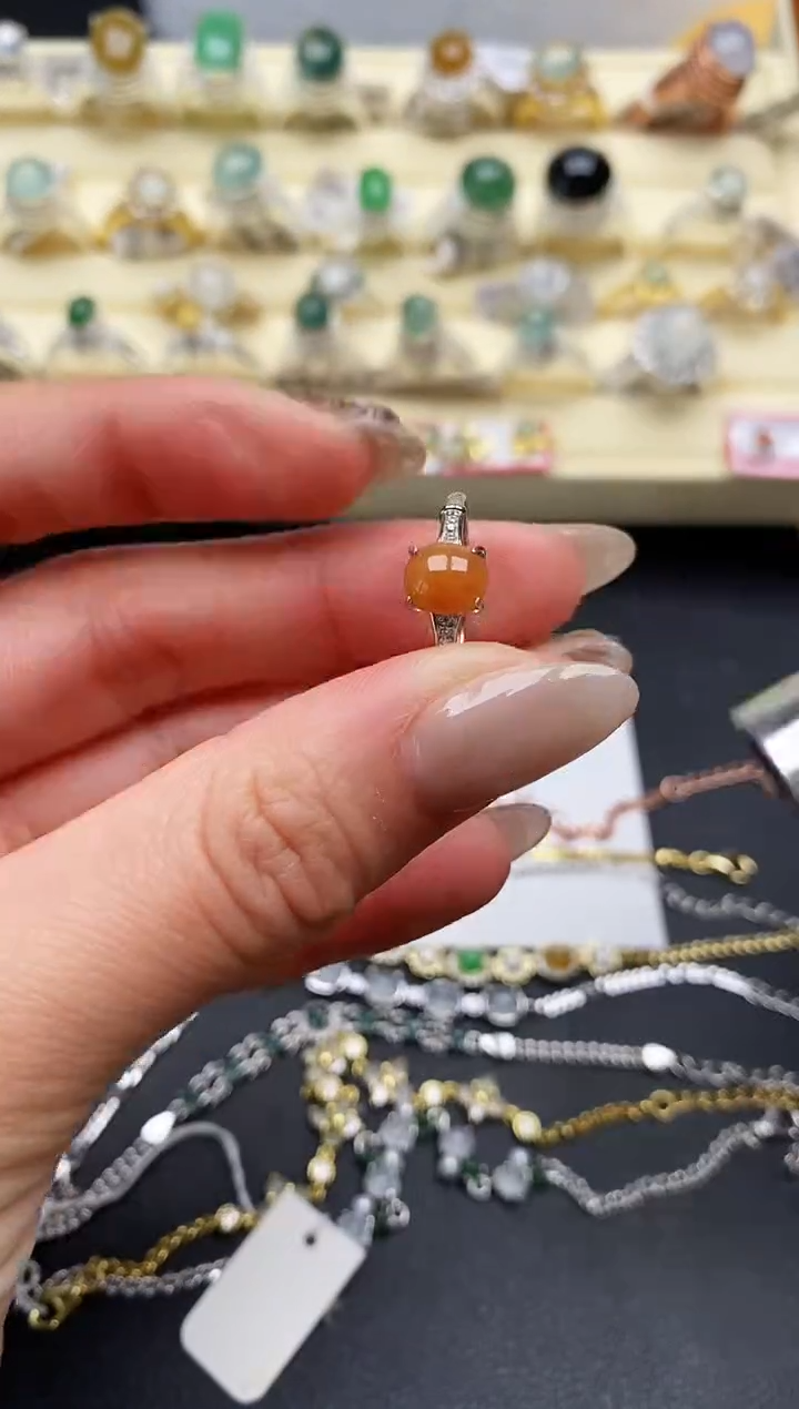 【闪购商品】翡翠戒指银S925镶嵌缅甸翡翠3  2+10