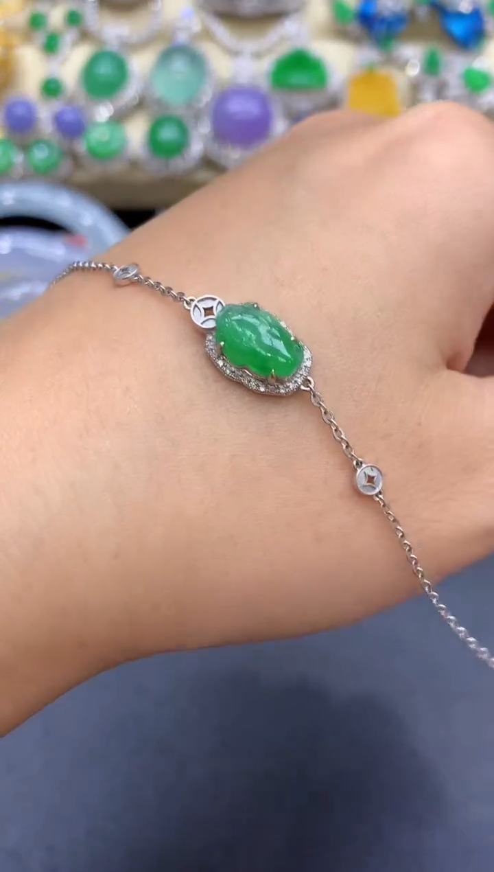 18K金镶嵌手链翡翠381-中国好珍宝