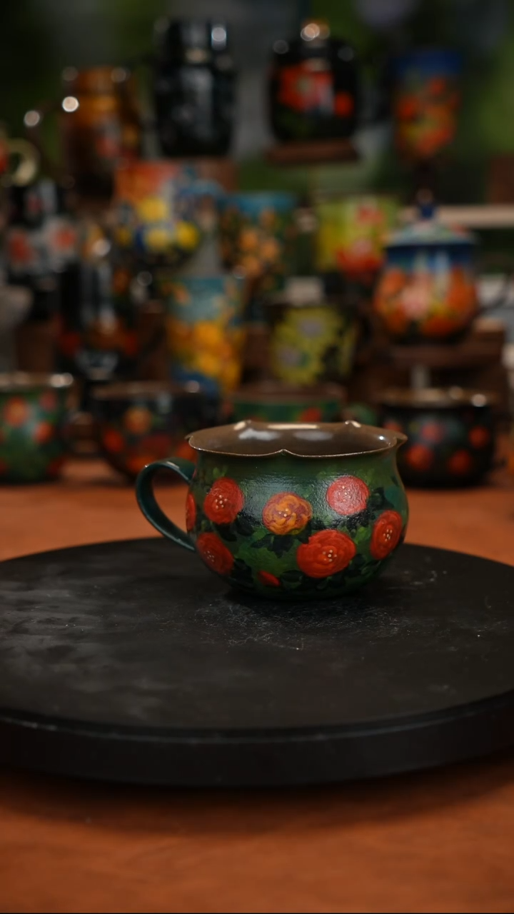 紫砂油画手绘釉下彩