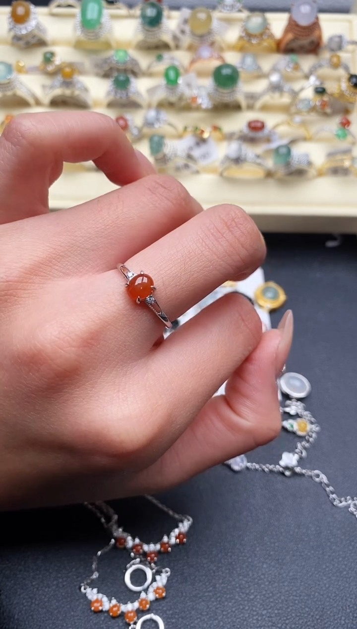 【闪购商品】翡翠戒指银S925镶嵌4444444+7