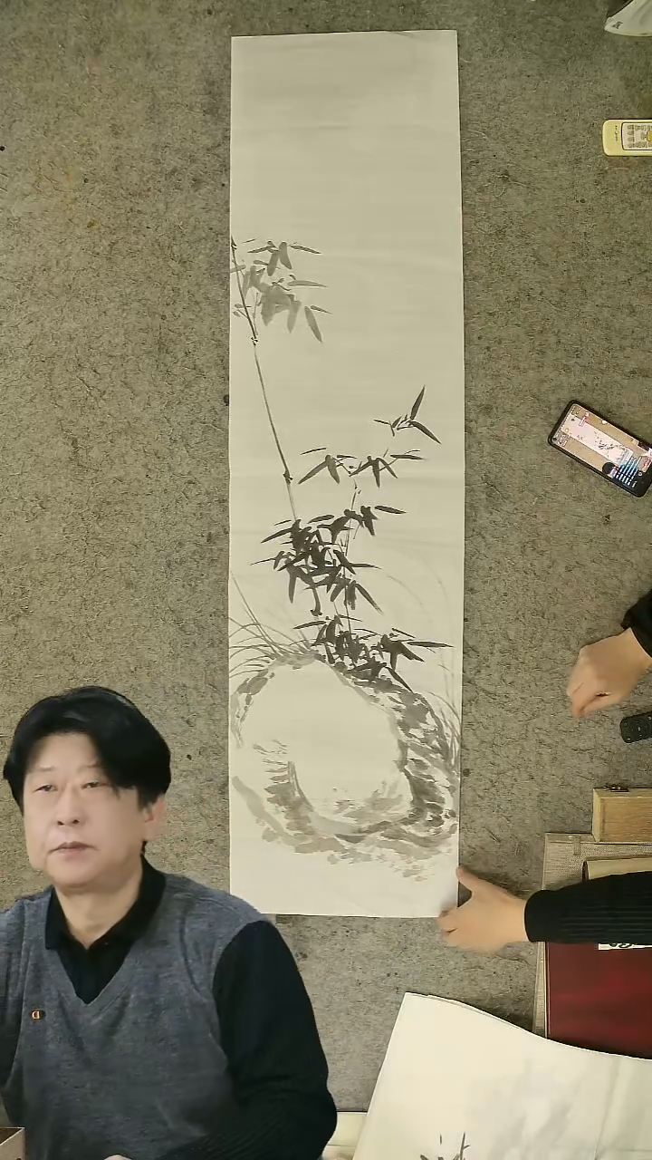 国画四尺对开  墨竹条屏 34*138cm