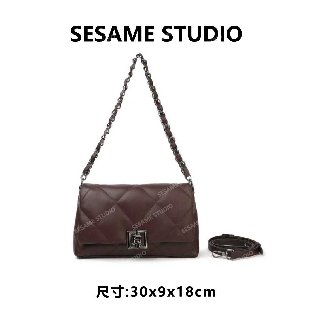 【芝麻集】BF-66722-咖啡色RAIN.CUN休闲时尚百搭腋下女包