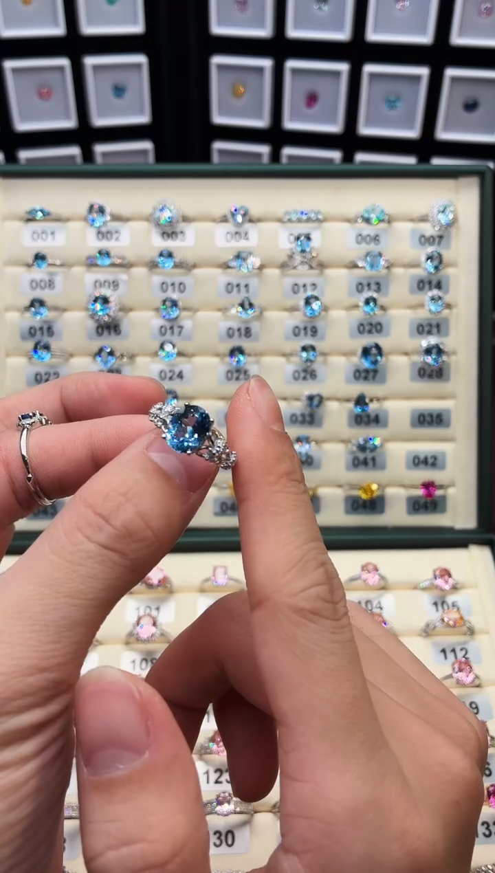 银S925镶嵌戒指海蓝宝石111