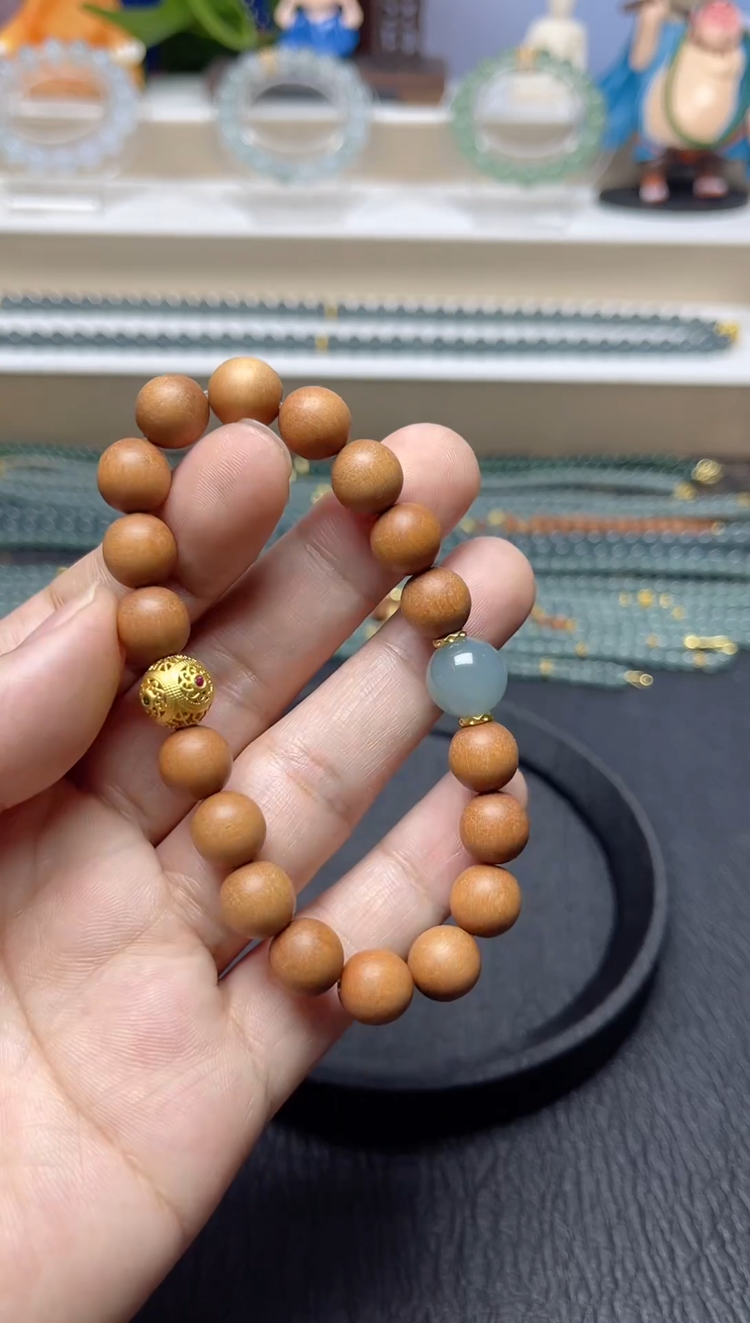 未镶嵌手串翡翠天然危地马拉翡翠A货卡12左右配木珠