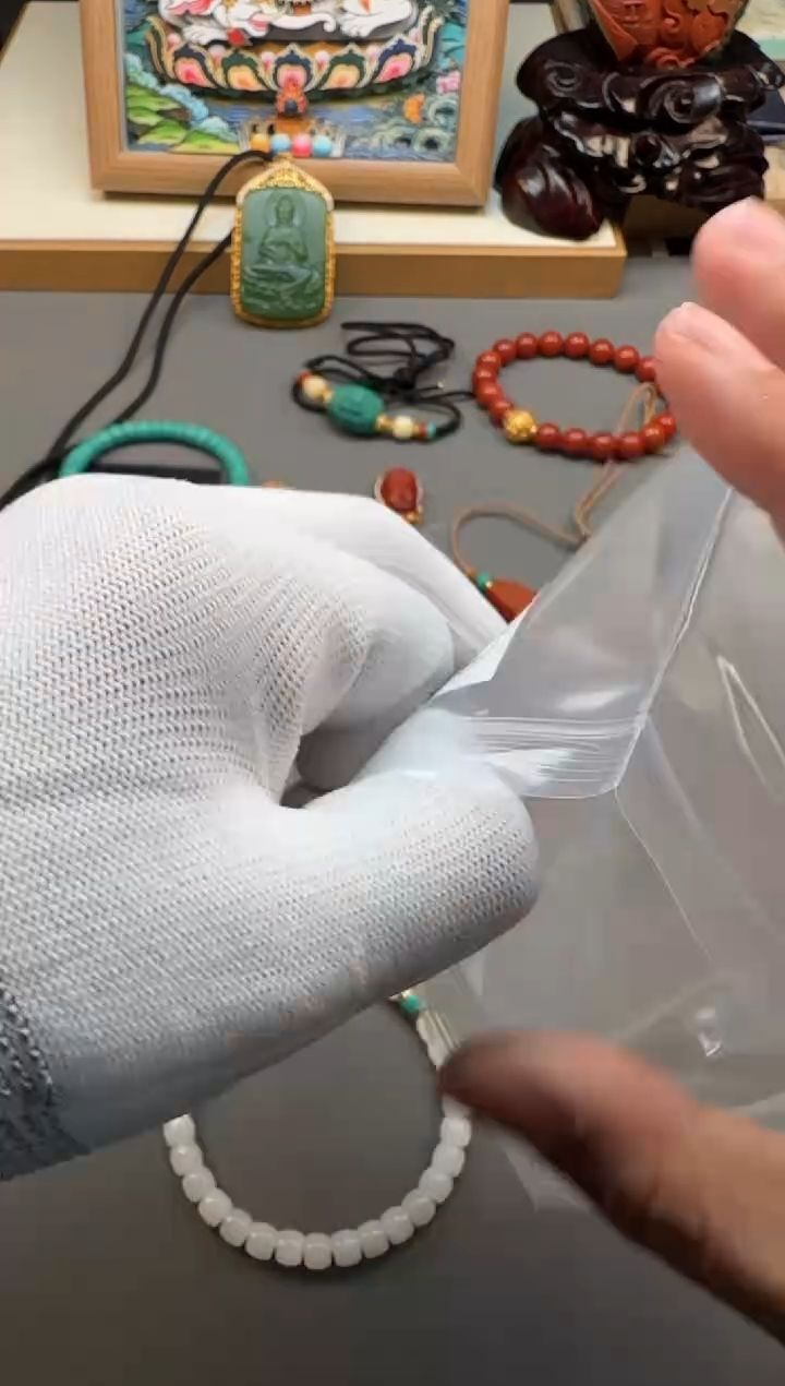 【闪购商品】和田玉（白玉）手串手串18K金镶嵌手串手串