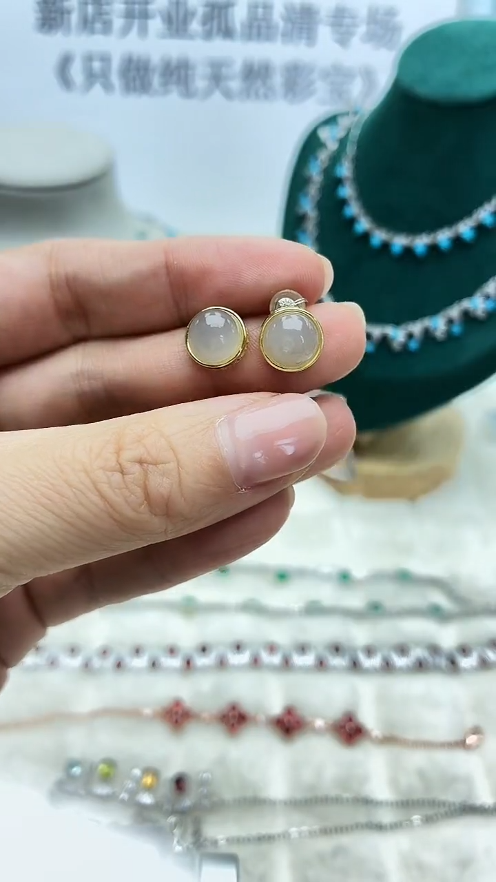 银S925镶嵌和田玉耳饰545ZB1120产品一个（多样性）