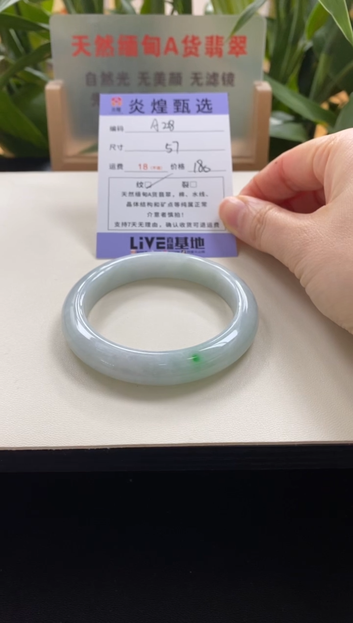 未镶嵌手镯翡翠圈口57.3编码a228