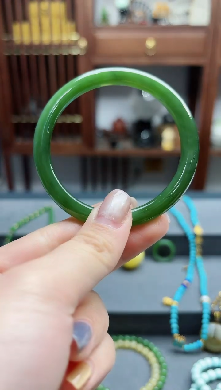 【闪购商品】和田玉手镯未镶嵌碧玉手镯54#XE00670