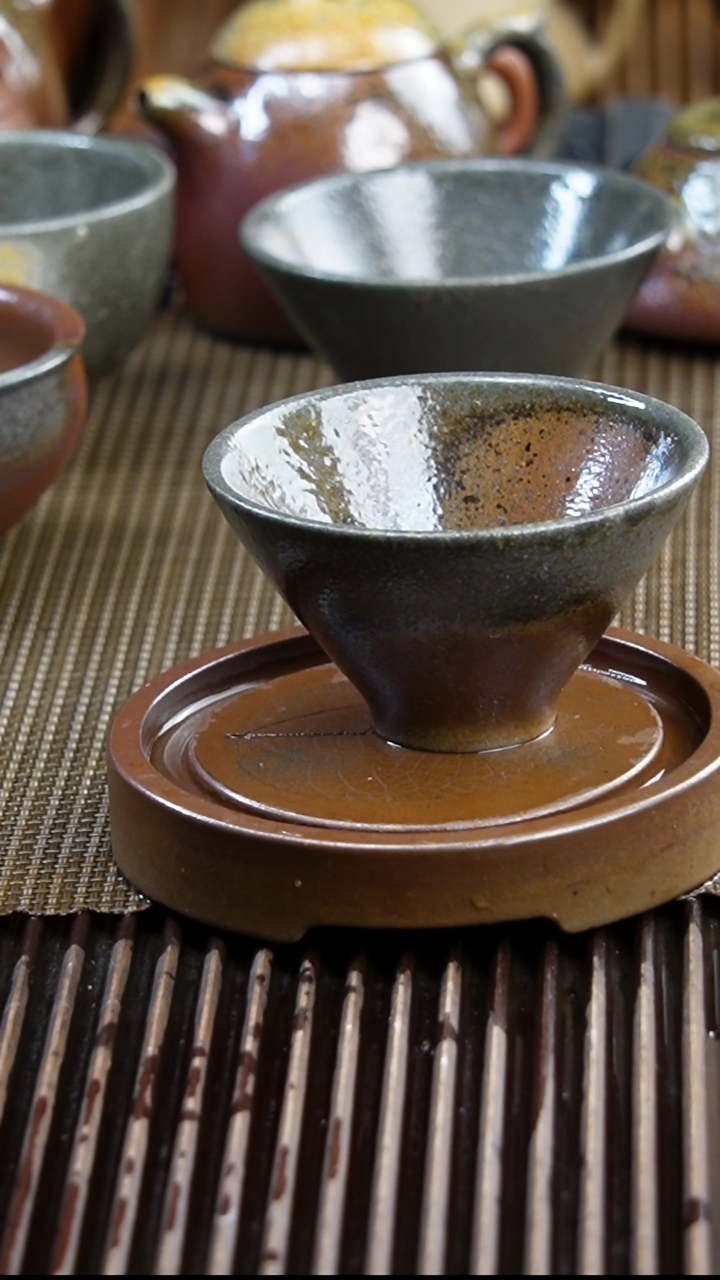 茶壶紫砂止*柴烧  斗笠杯 