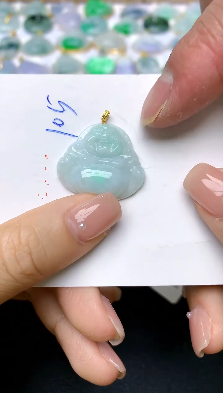 【闪购商品】翡翠颈饰18K金镶嵌105天然A货翡翠