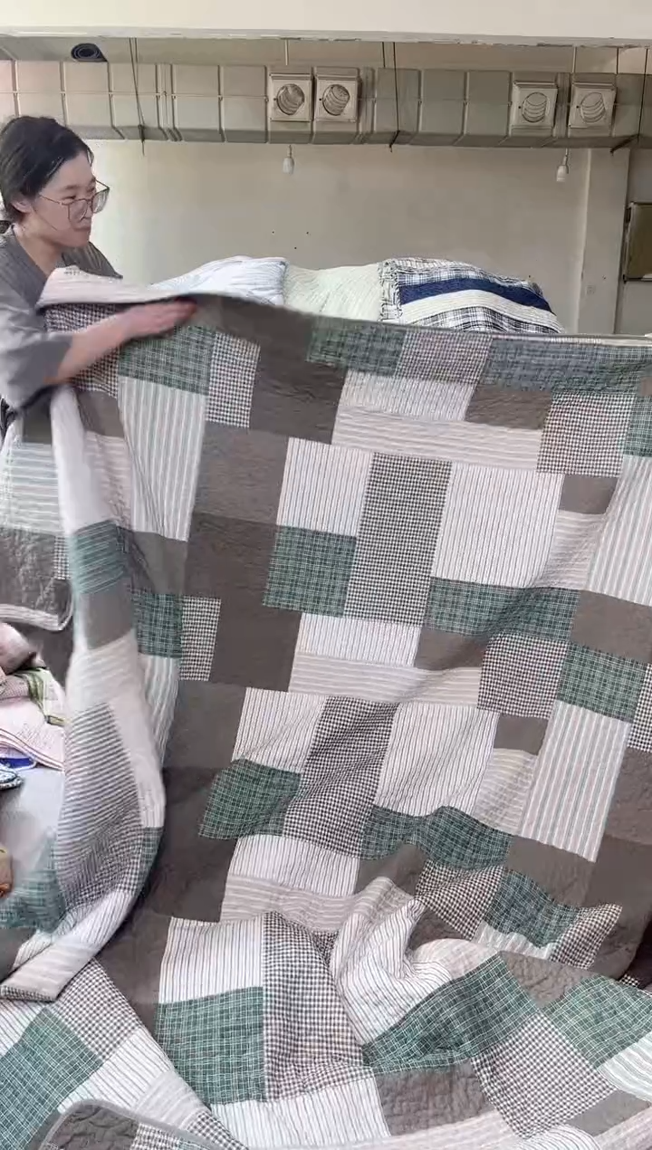 棉230*250绿咖格