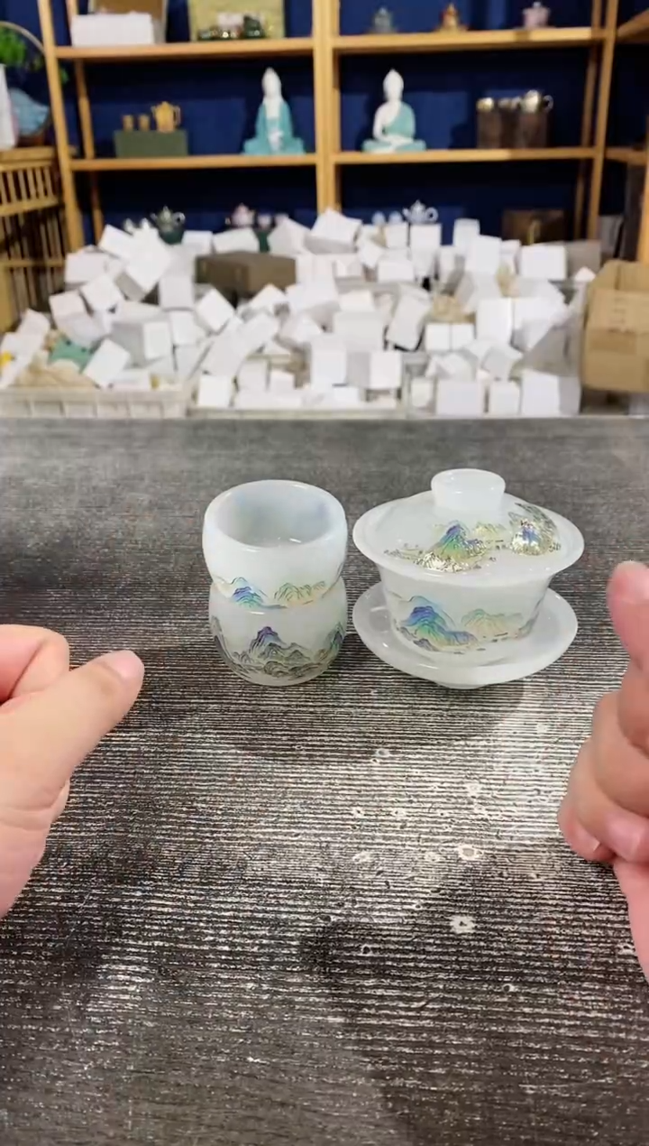 【闪购商品】其他千里江山琉璃三才盖碗+2杯