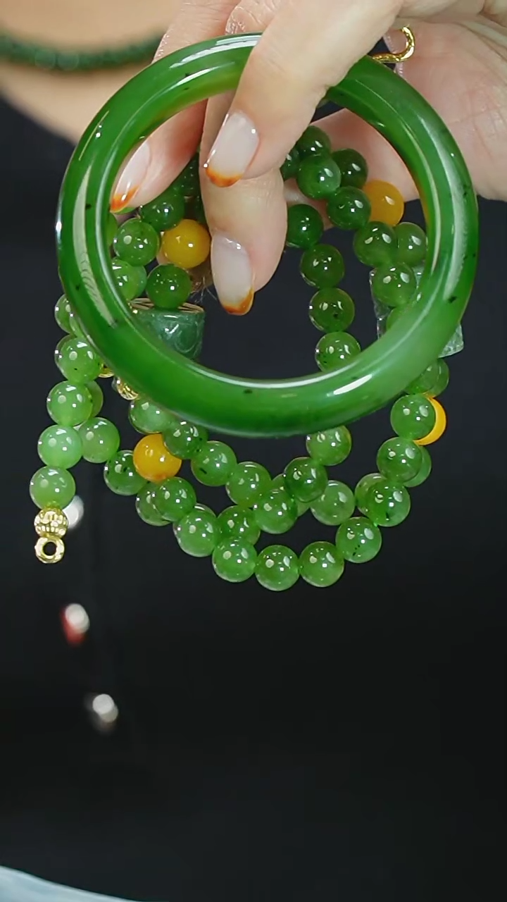 【闪购商品】和田玉（糖玉）2件套未镶嵌手镯+路路通项链