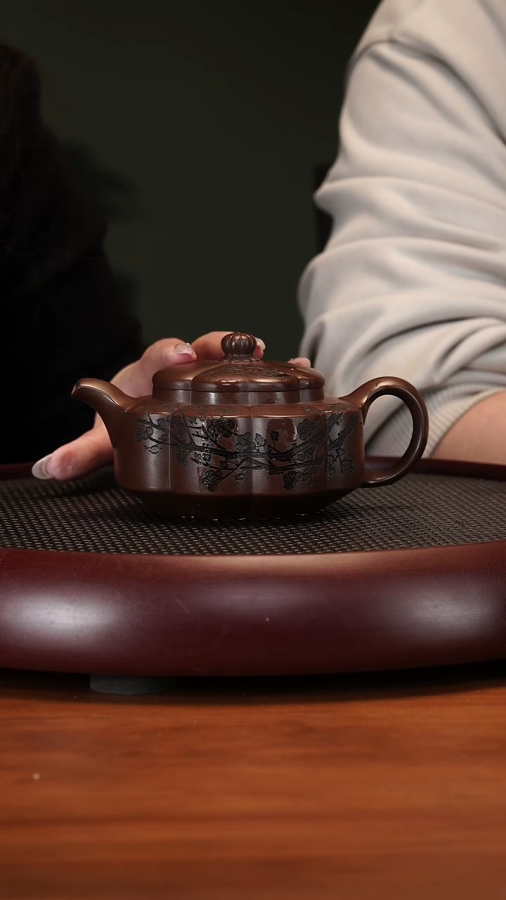【闪购商品】紫砂茶壶2-28YXM葵六瓣某革紫泥380cc