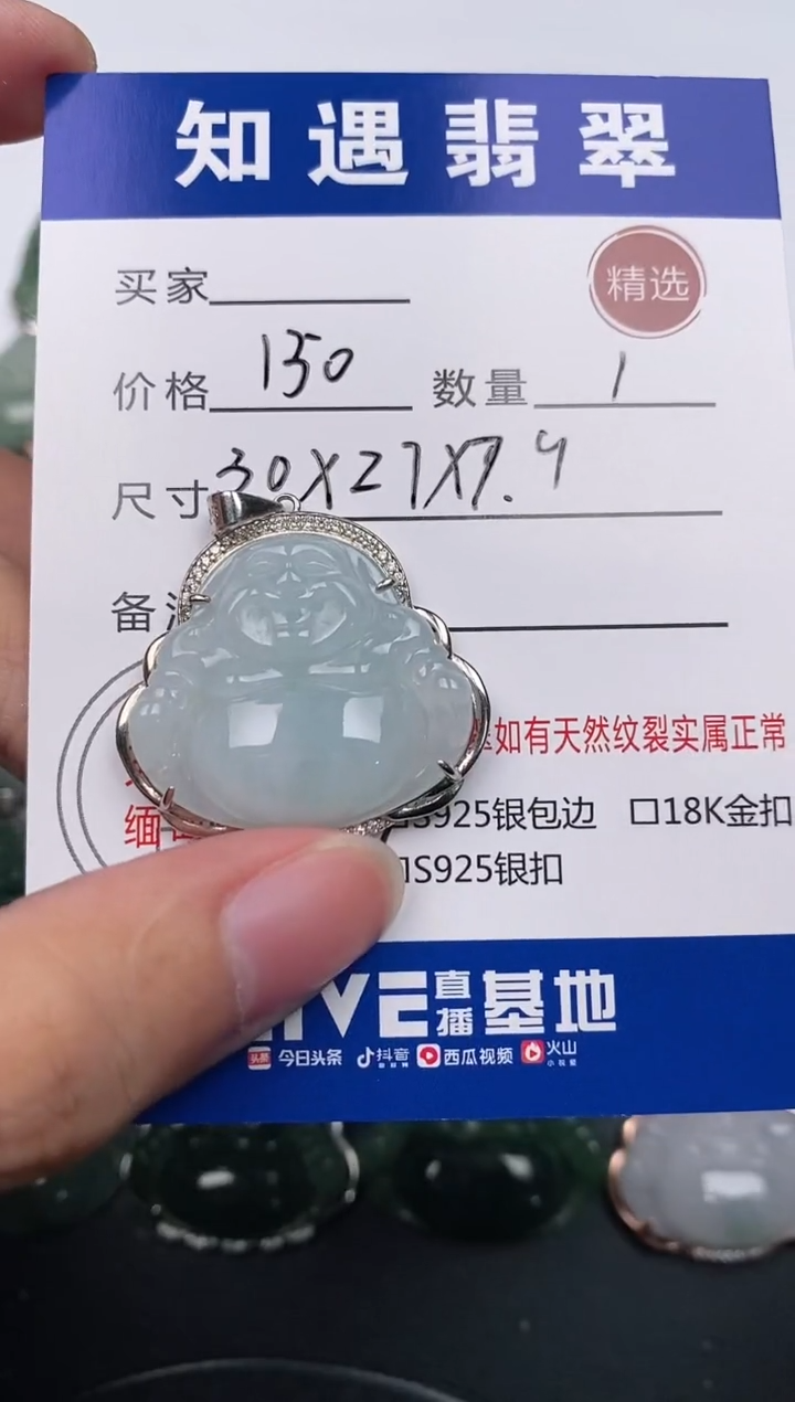 翡翠银S925镶嵌颈饰挂件