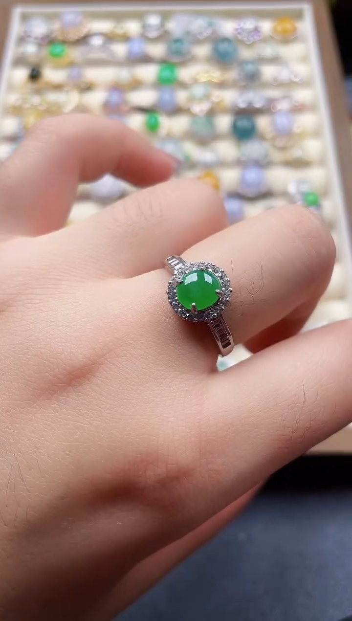 银S925镶嵌戒指翡翠69