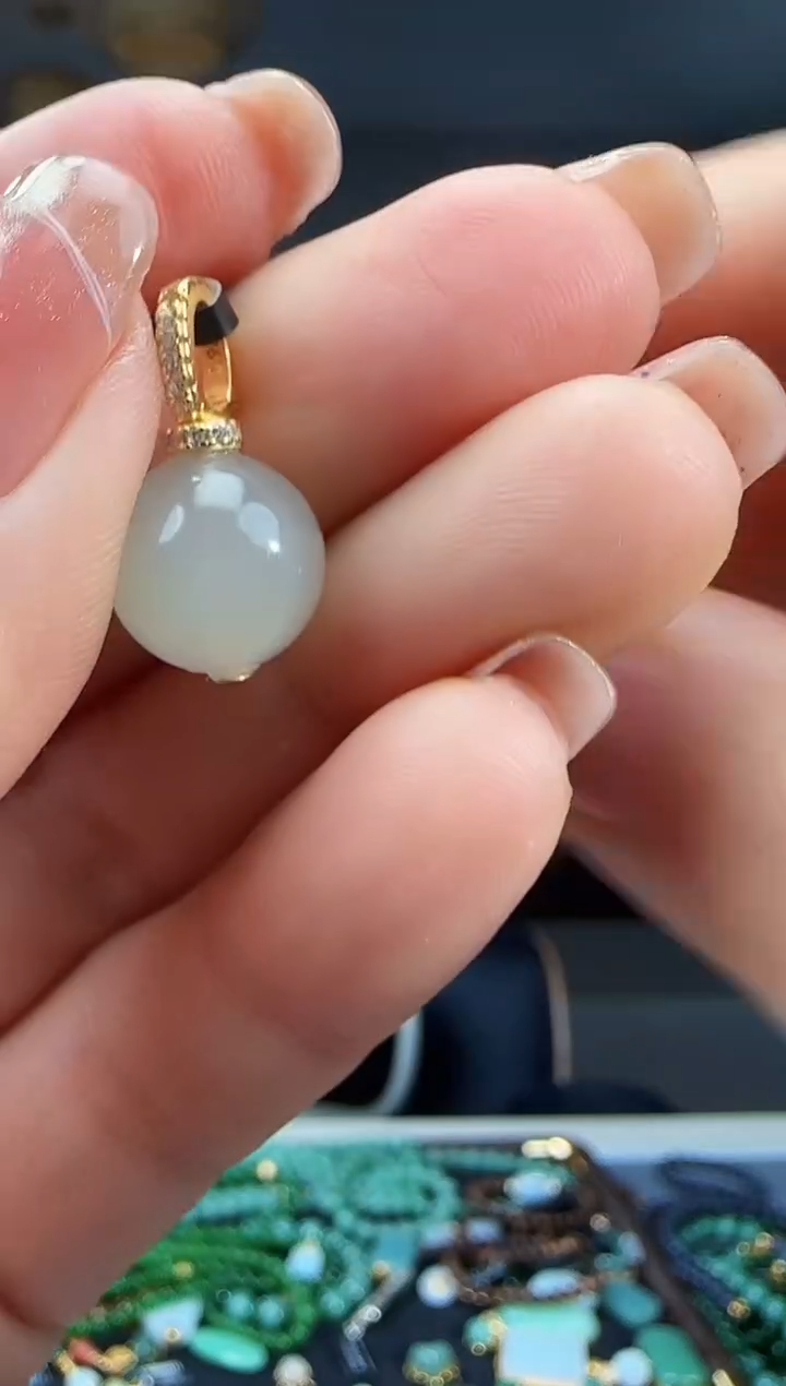 吊坠(不含链)银S925镶嵌和田玉1