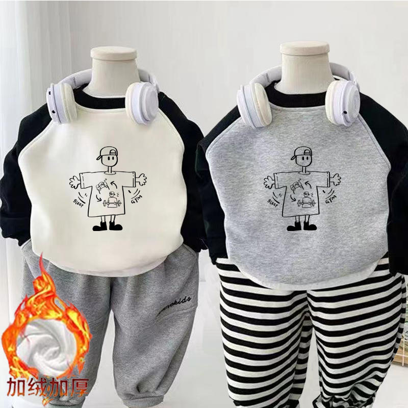 男儿童秋冬装卫衣新款长袖圆领中小童上衣休闲衣服男女宝宝秋冬款