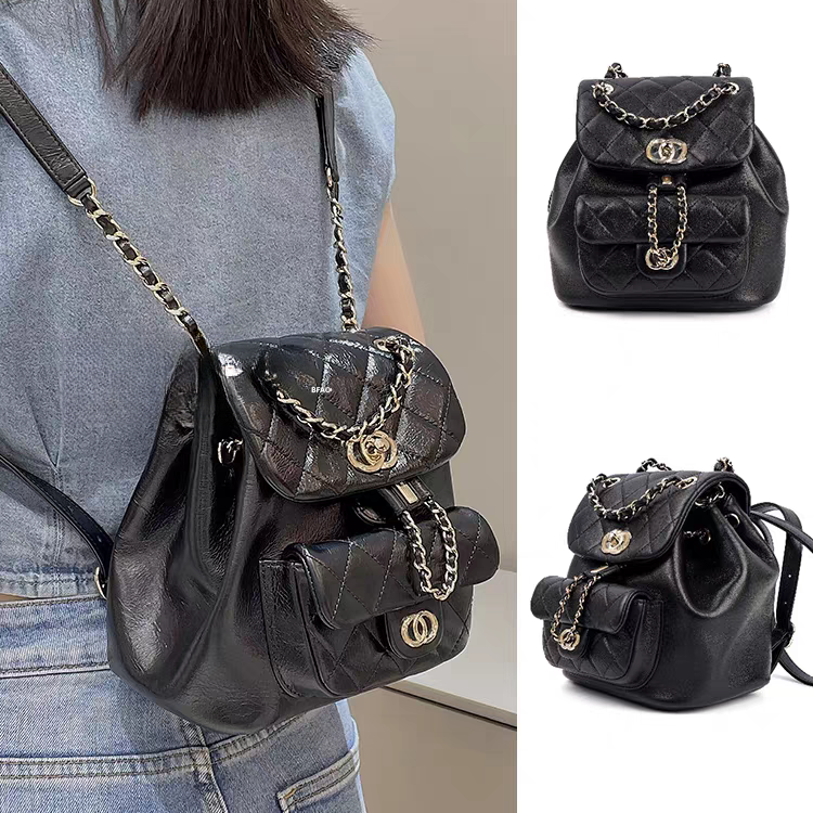 【A76】小香风链条双肩包包女菱格链条2025 新款大容量休闲单肩包