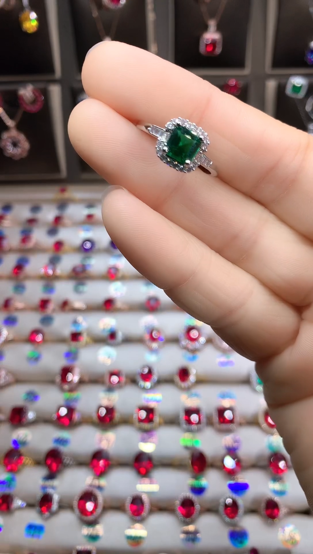 【闪购商品】透辉石戒指银S925镶嵌银色6