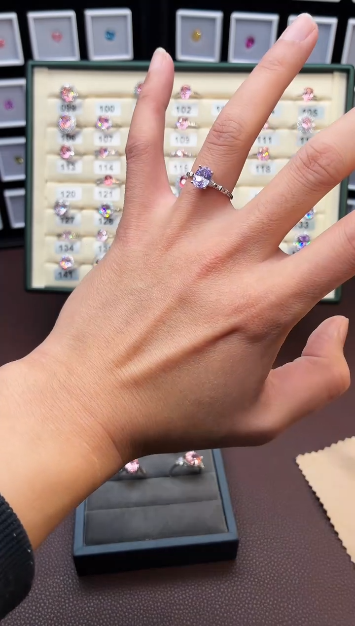 戒指彩色蓝宝石银S925镶嵌11