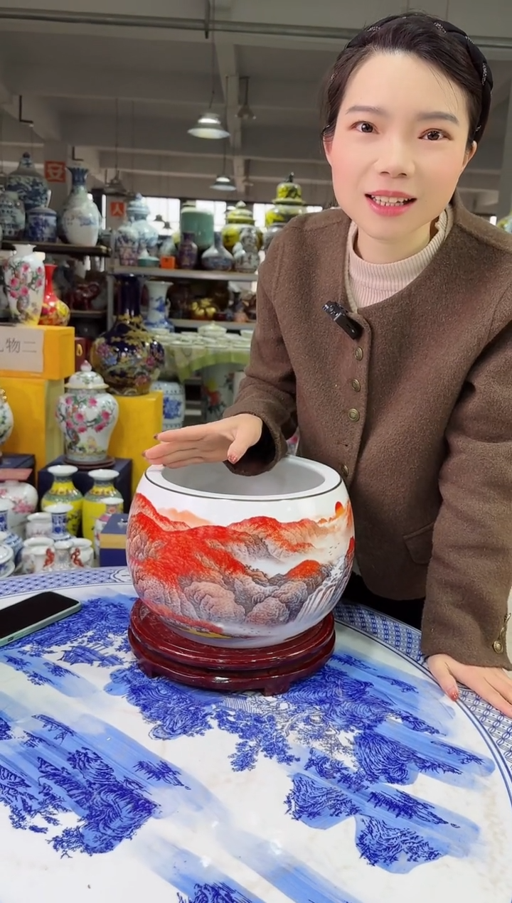 【闪购商品】摆件鸿运当头聚宝盆景德镇陶瓷