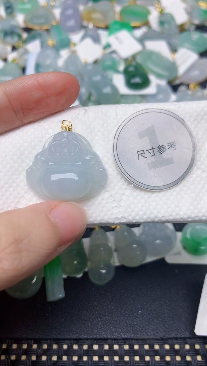 颈饰18K金镶嵌翡翠天然缅甸A货翡翠