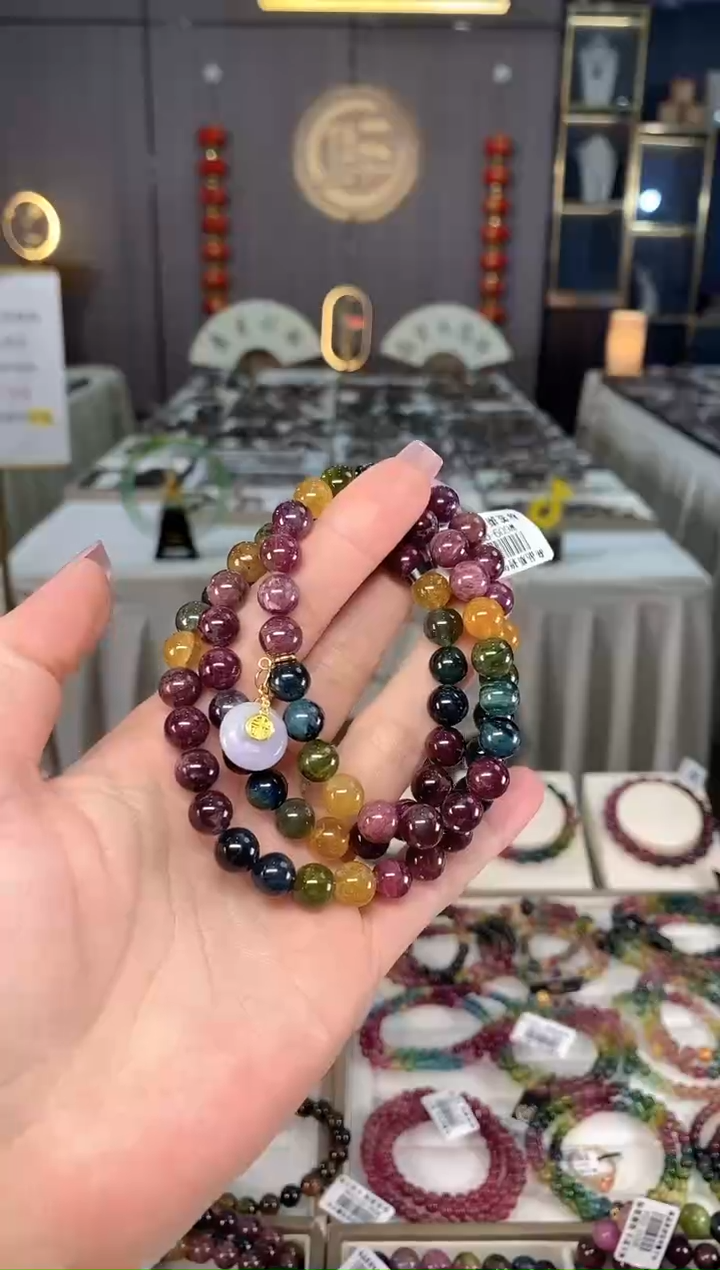 未镶嵌老矿碧玺三圈手串8mm+碧玺hon多样性发货一条