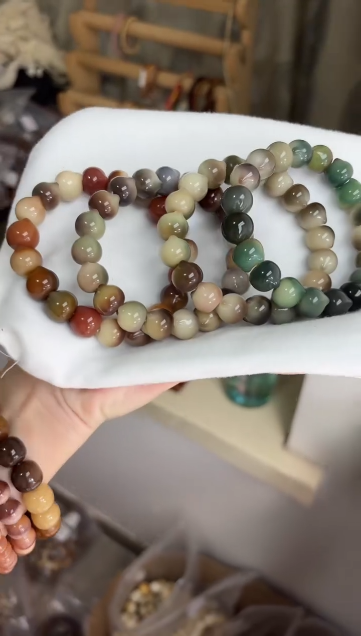 手串菩提根/象牙果沐a47紫美人玉化猫猫头13mm手串随机