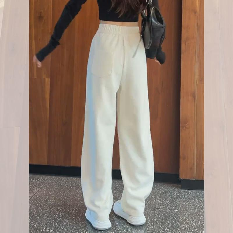 2024新款春秋休闲高腰阔腿裤女松弛感直筒裤