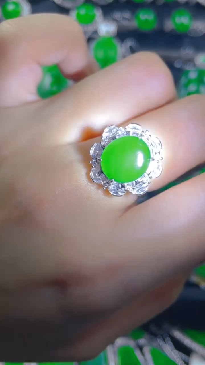 银S925镶嵌戒指翡翠11