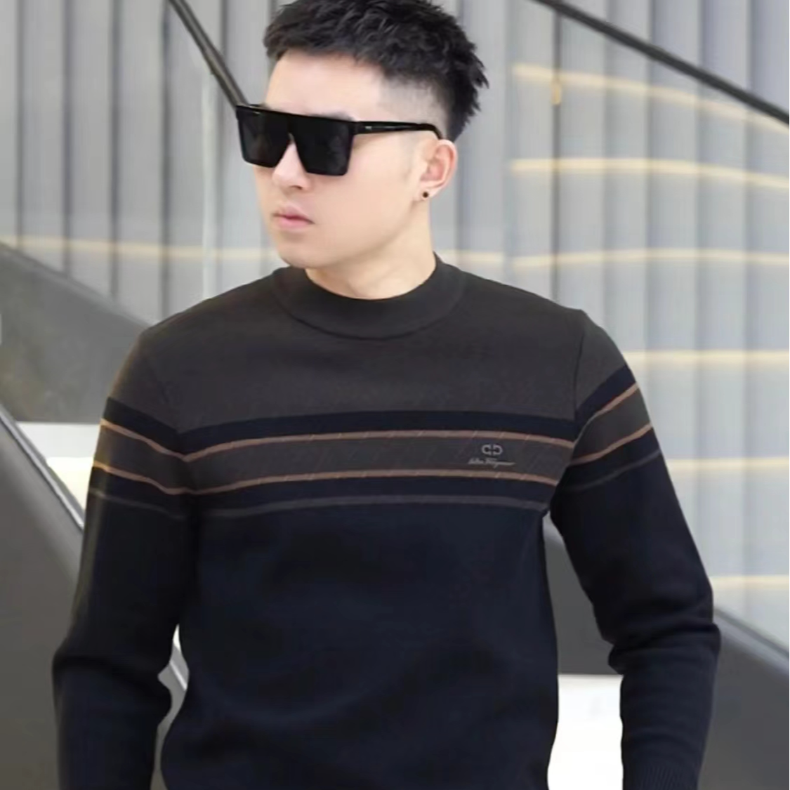 冬季男士保暖厚针织打底衫冬装上衣