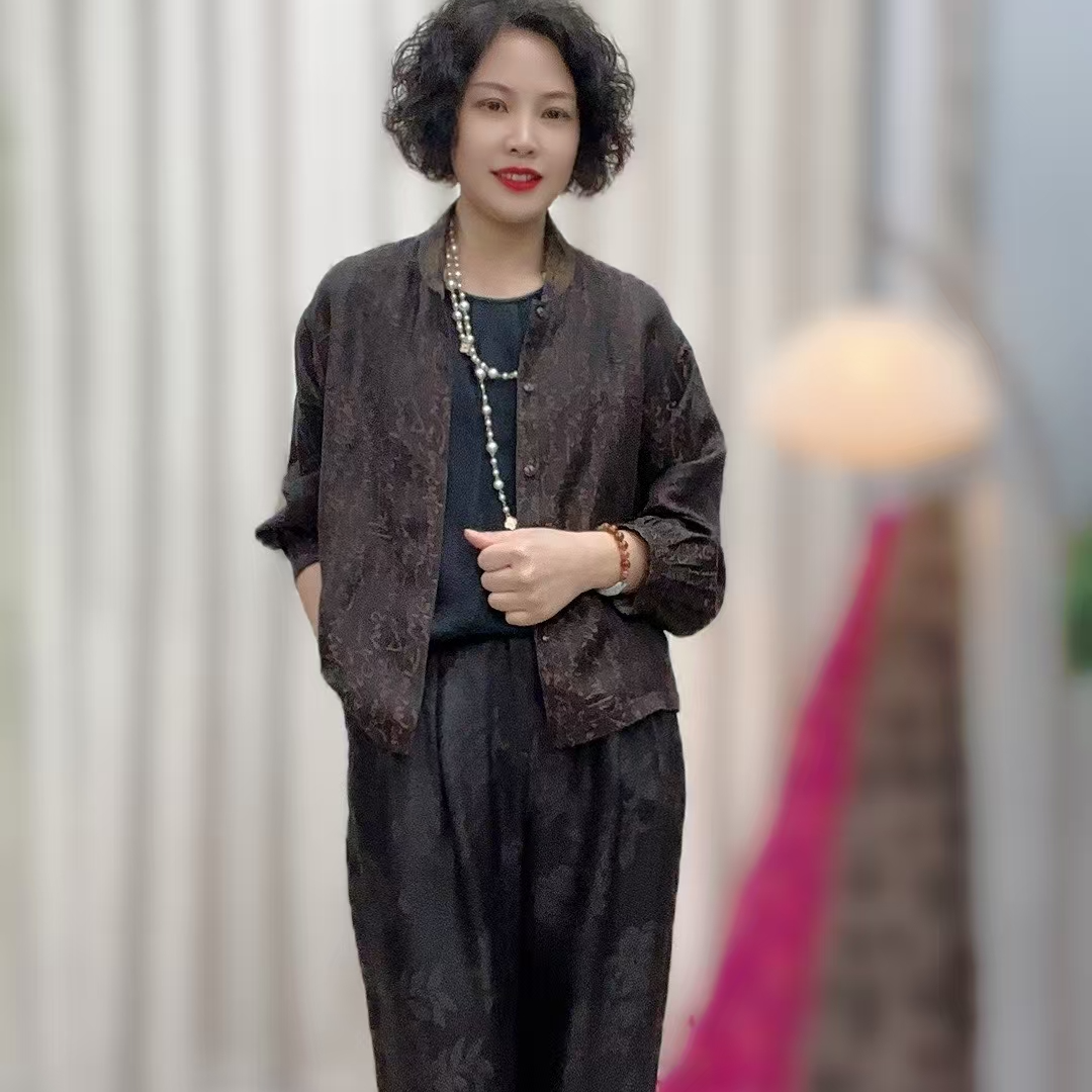 【飘遇丝绸】100桑蚕丝香云纱双面双穿时尚百搭衬衫25Z10