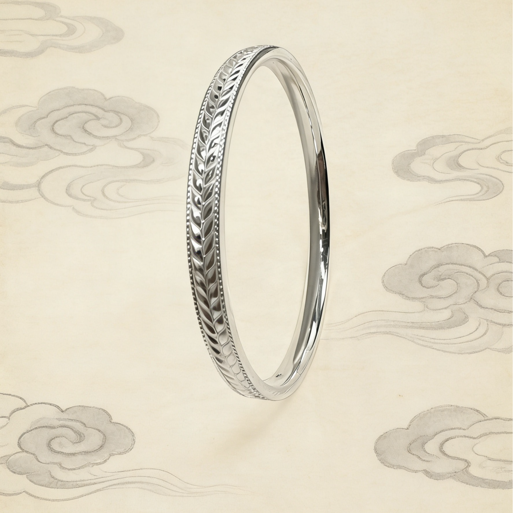 足银手镯 【5mm麦穗固口手镯】足银999时尚百搭精致精美优雅