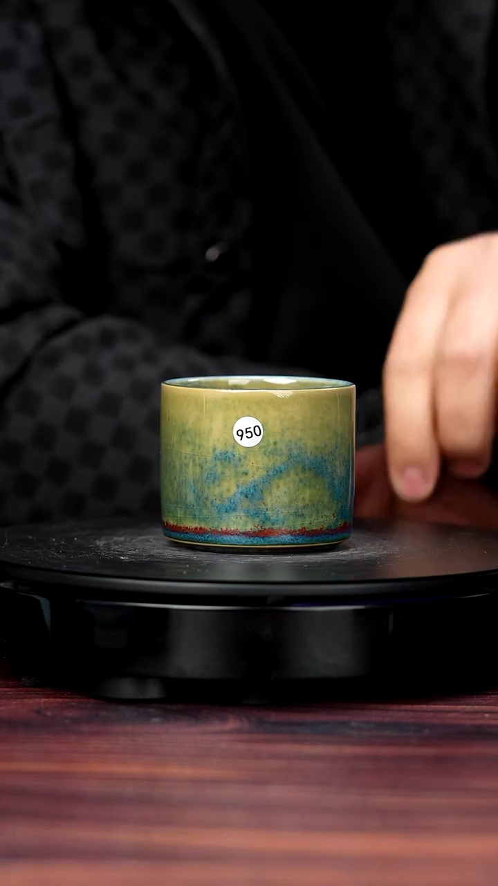 杯子瓷950#李盼龙一级品原矿钧瓷扳指杯