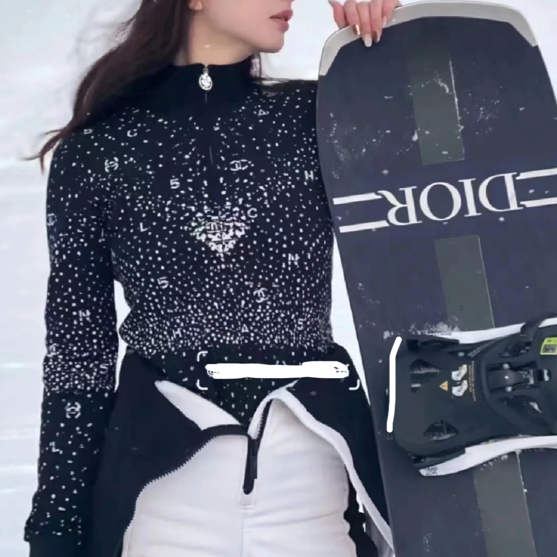 99新 Chanel/香奈儿 滑雪爆款星空字母双C针织衫38码