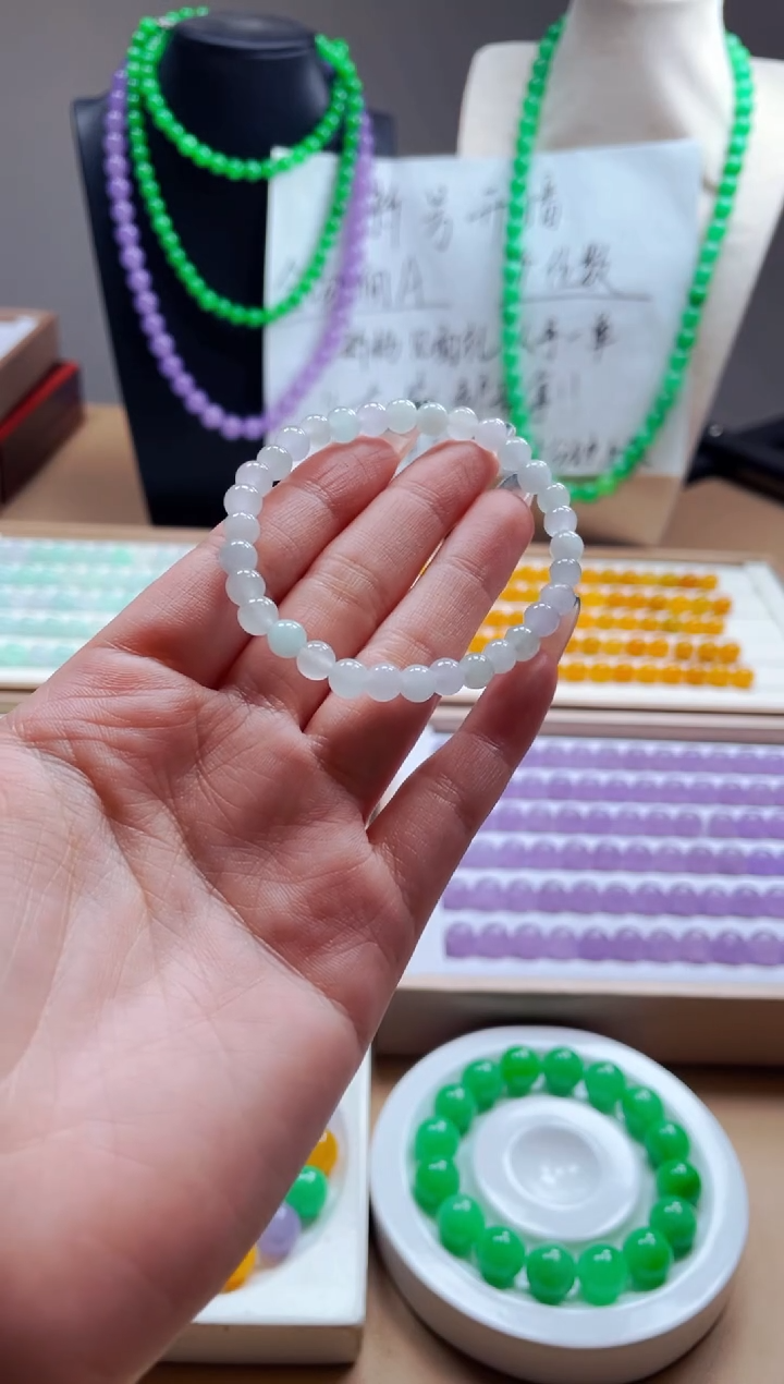 天然缅料A货 6mm白冰手串 多样性发货其一