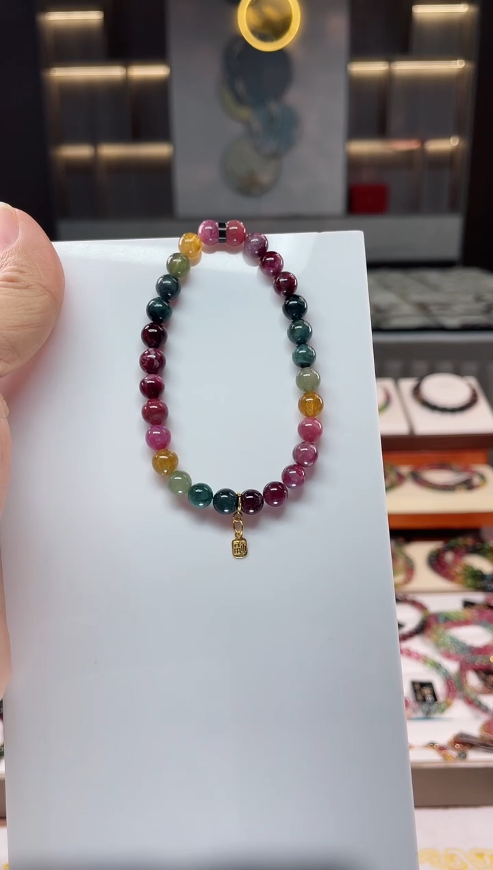 未镶嵌老矿碧玺单圈手串6mm+碧玺（多样性发一条）Q