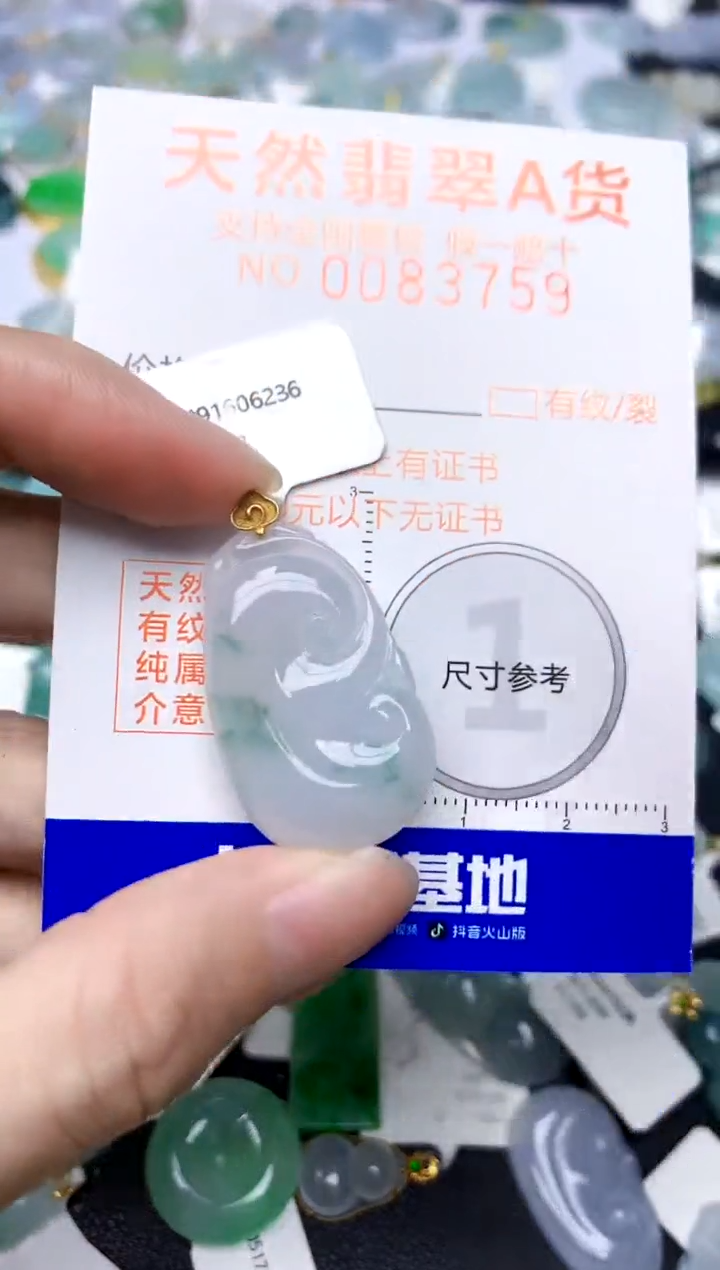 颈饰18K金镶嵌翡翠天然A货翡翠