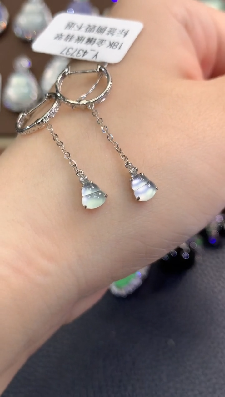 翡翠18K金镶嵌耳饰春日珠宝 B28多样性一件发