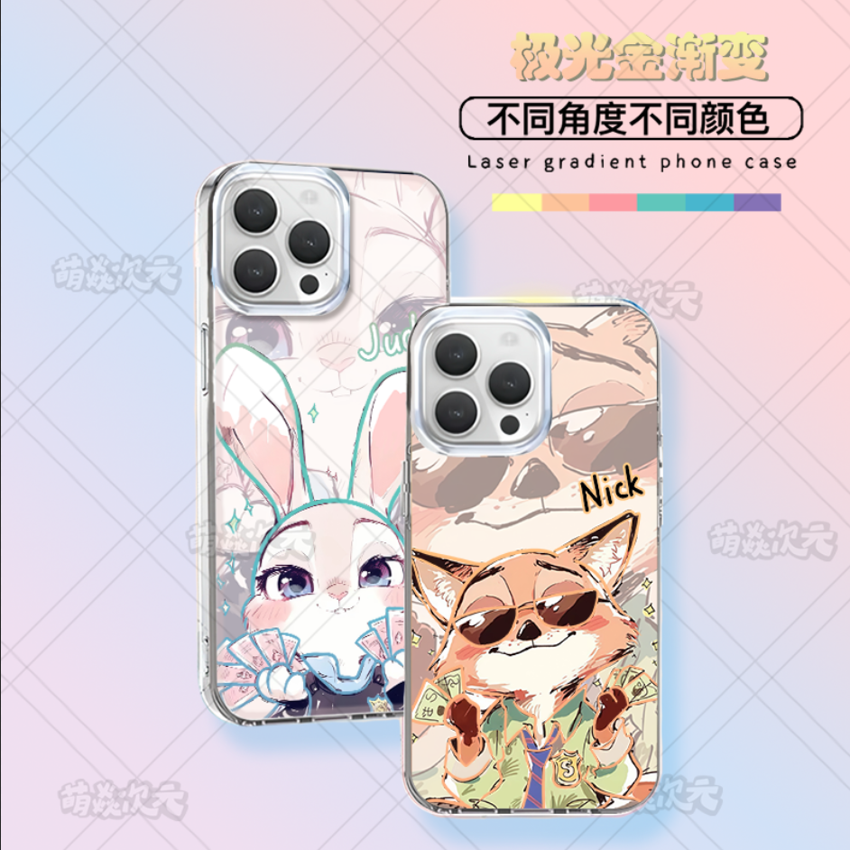 朱迪尼克疯狂动物城适用苹果华为VIVO小米OPPO一加极光金手机壳