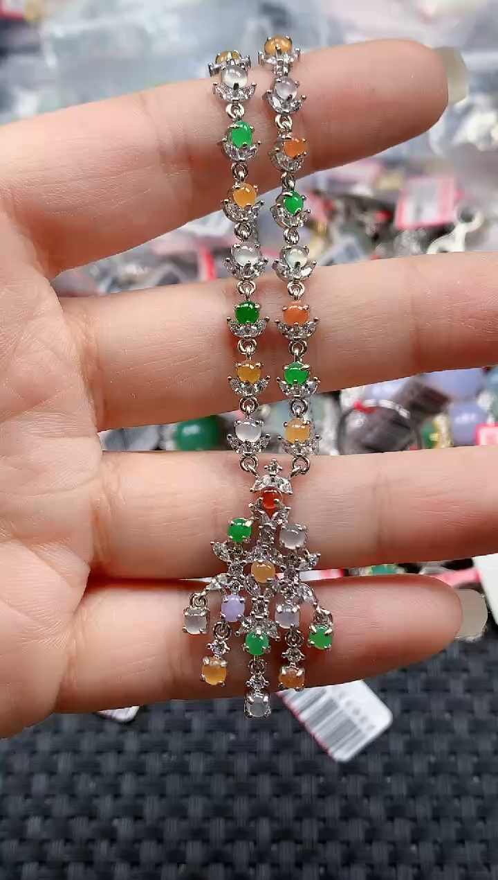 银S925镶嵌戒指翡翠天然A货缅甸翡翠