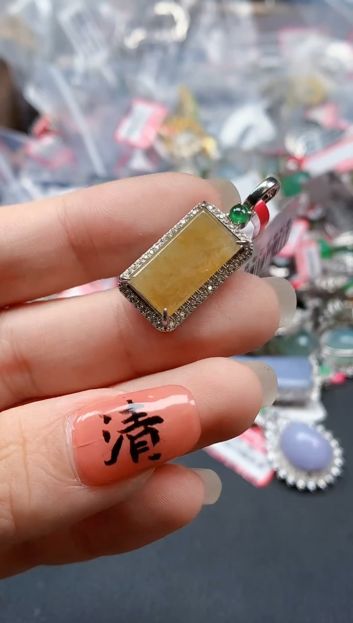 银S925镶嵌戒指翡翠天然A货缅甸翡翠