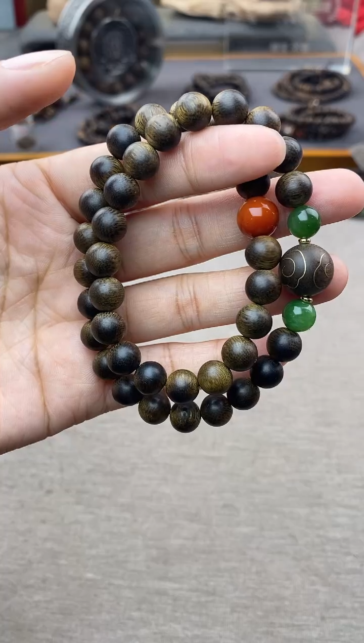 【闪购商品】沉香手串芽庄黄棋楠沉水老料0.8＋祥云1.2设计