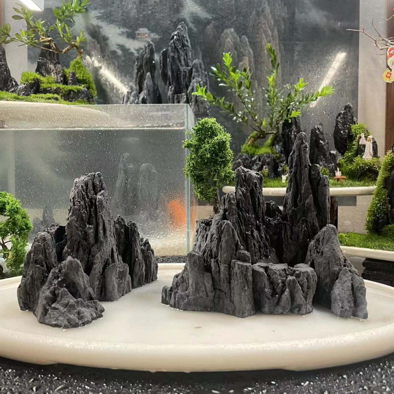 3100盆景鱼缸山石景观尺寸长*25*宽15*高15