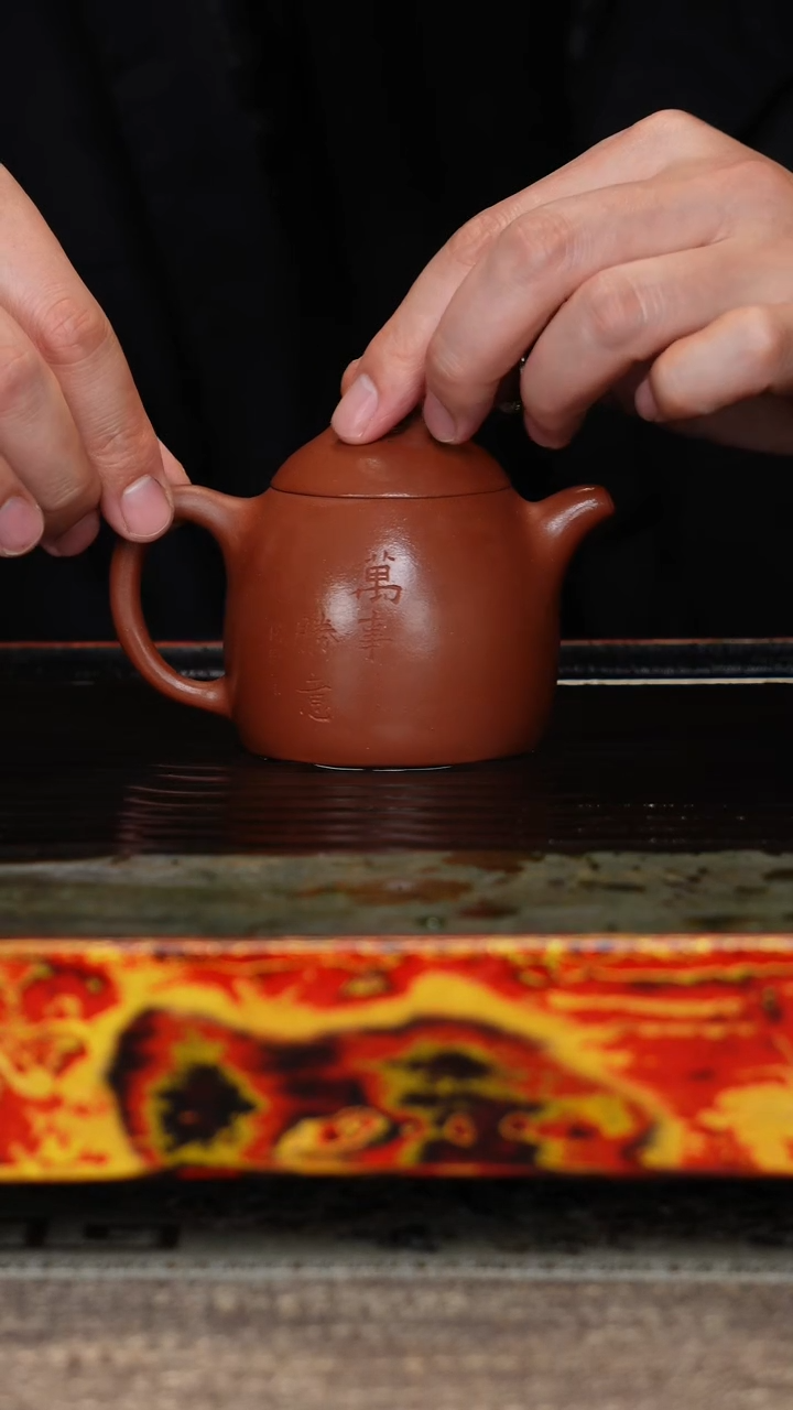 【闪购商品】紫砂茶壶秦权底槽清刻绘半手工