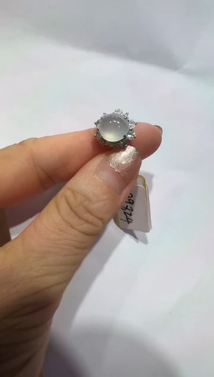 银S925镶嵌戒指翡翠925银镶翡翠戒指镶嵌55